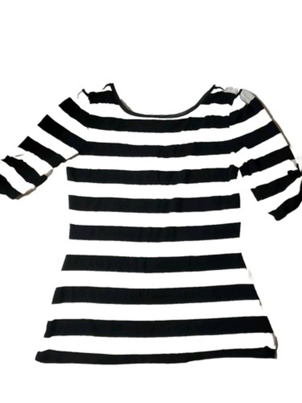 White House Black Market Size Small White Knit Top Black Stripes Shirt Low Back